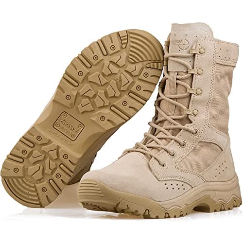 Men's Military Boots Lightweight Army Combat Tactical Military Boots For Men Hunting Jungle Hiking Work Boots Size 10.5 Tan