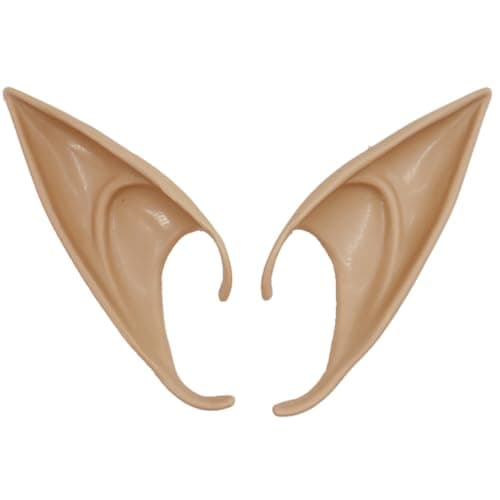 YUPPIN Elf Ear Latex Anime Dress Up Costume Fairy Ears Soft Pointed Ears Cosplay Halloween Anime Party Vampire Ears, Masquerade Accessories (Skin- 12 cm)