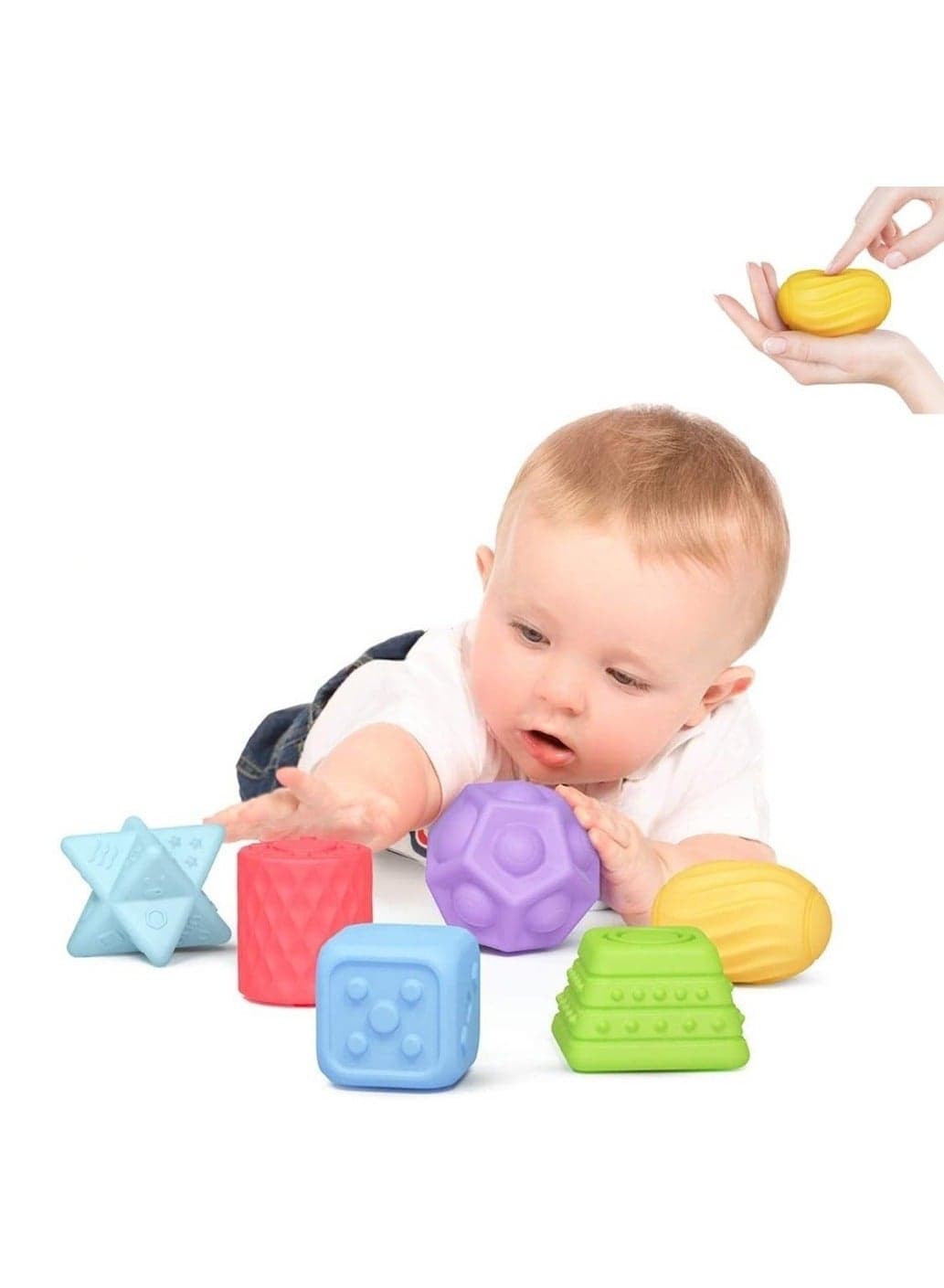 Soft Squeeze Sensory Balls Set for Babies - Bright Colors & Shapes, Montessori & Bath Toys, Early Learning Gift (Sensory Development, Bath Time Fun, Montessori Activities, Baby Toy