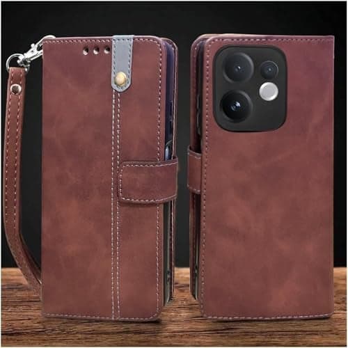 Excelsior Flip Cover for Vivo V60, Vivo T4 Pro | Premium PU Leather | Full Protection (Coffee)