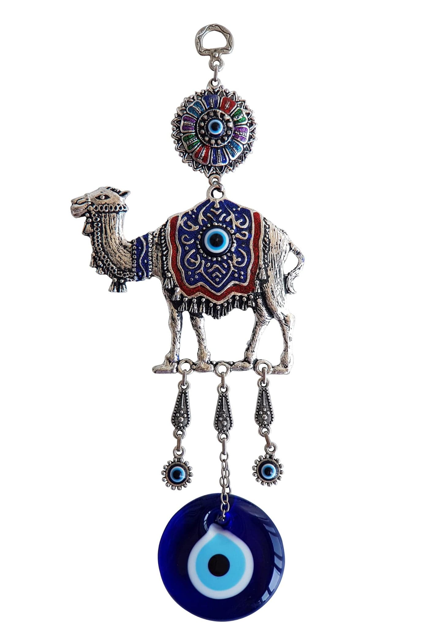 Erbulus Glass Blue Evil Eye Colourful Camel Protection Charm Turkish Nazar Bead Evil Eye Camel Wall Hanging Ornament Decor and Home Protection in a Box