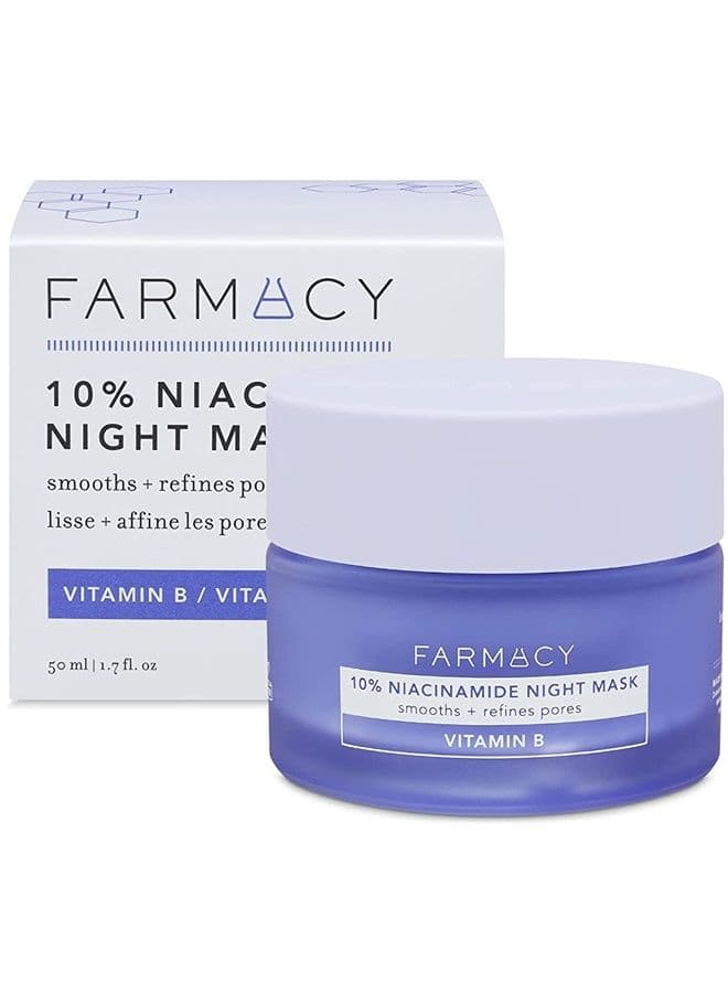 10% Niacinamide Facial Mask - Smoothing & Hydrating Skin Care Face Mask - Panthenol & Niacinamide Cream - Overnight Face Mask