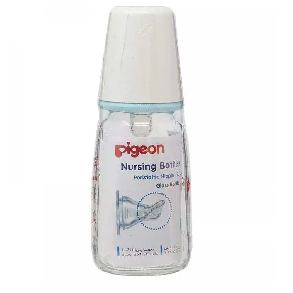 Pigeon K-4 Glass Nursing Bottle Anti Colic System With Peristaltic Teat And Slim Neck- 120ml