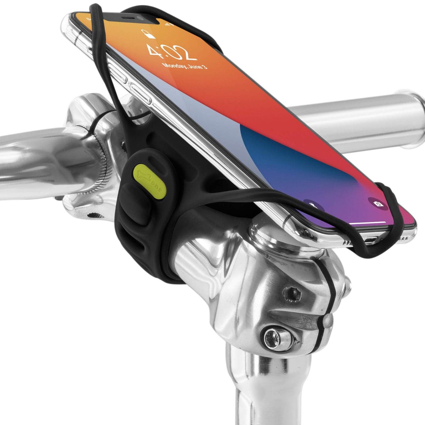 BONE Bike Tie Pro 4 Bike Phone Mount Bicycle Phone Holder for Stem Mounting 4772 Cell Phones Ultra Light Phone Mount for Bike Motorcycle Designed for Road Bicycle Accessories Black