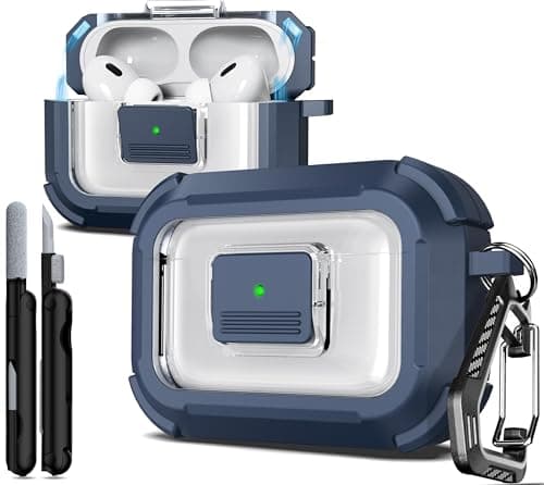 R-fun for AirPods Pro 2nd Generation Protective Case, Compatible with Magsafe, Magnetic Automatic Lock, with Cleaning Kit, Suitable for AirPods Pro 2 Protective Case -Blue