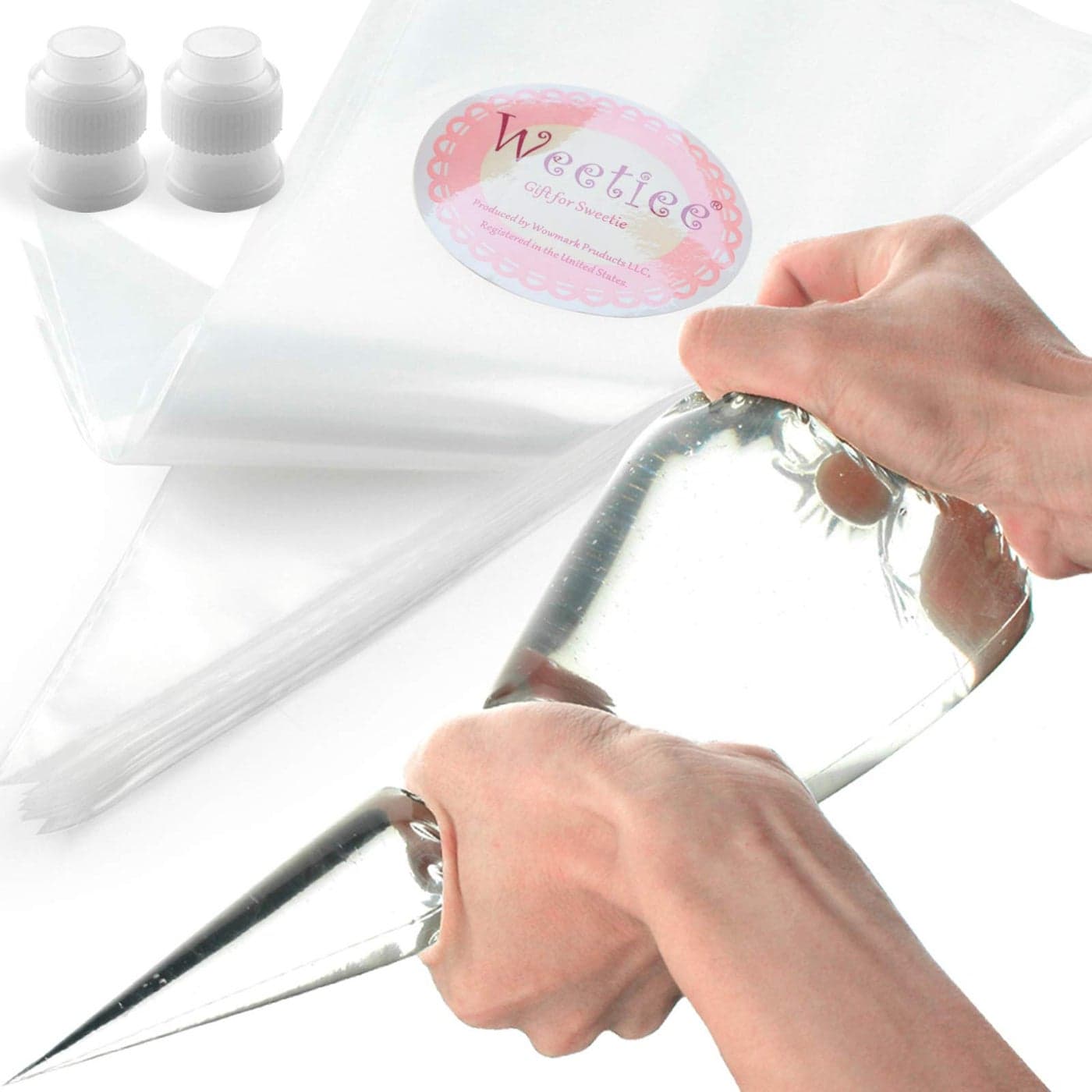 Weetiee Pastry Piping Bags 100 Pack16Inch Disposable Cake Decorating Bags AntiBurst Cupcake Icing Bags for all Size Tips Couplers and Baking Cookies Candy Supplies Kits Bonus 2 Couplers