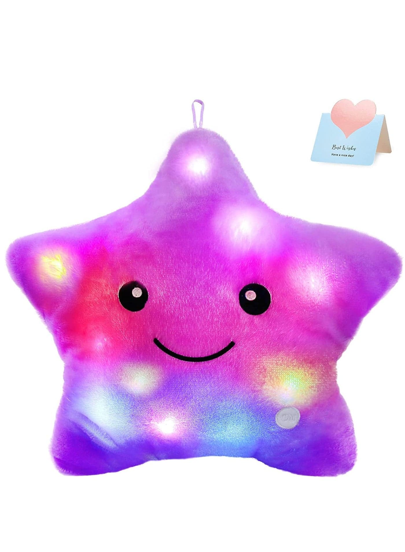 11'' LED Cushion, Cuddly Light Pillow LED Star Pillows Colorful Lighting Cushion Glowing Luminous Cushion Velvet Cushion Cover Soft Flashing Pillow Novelty Light Pillow for Toddler Kids