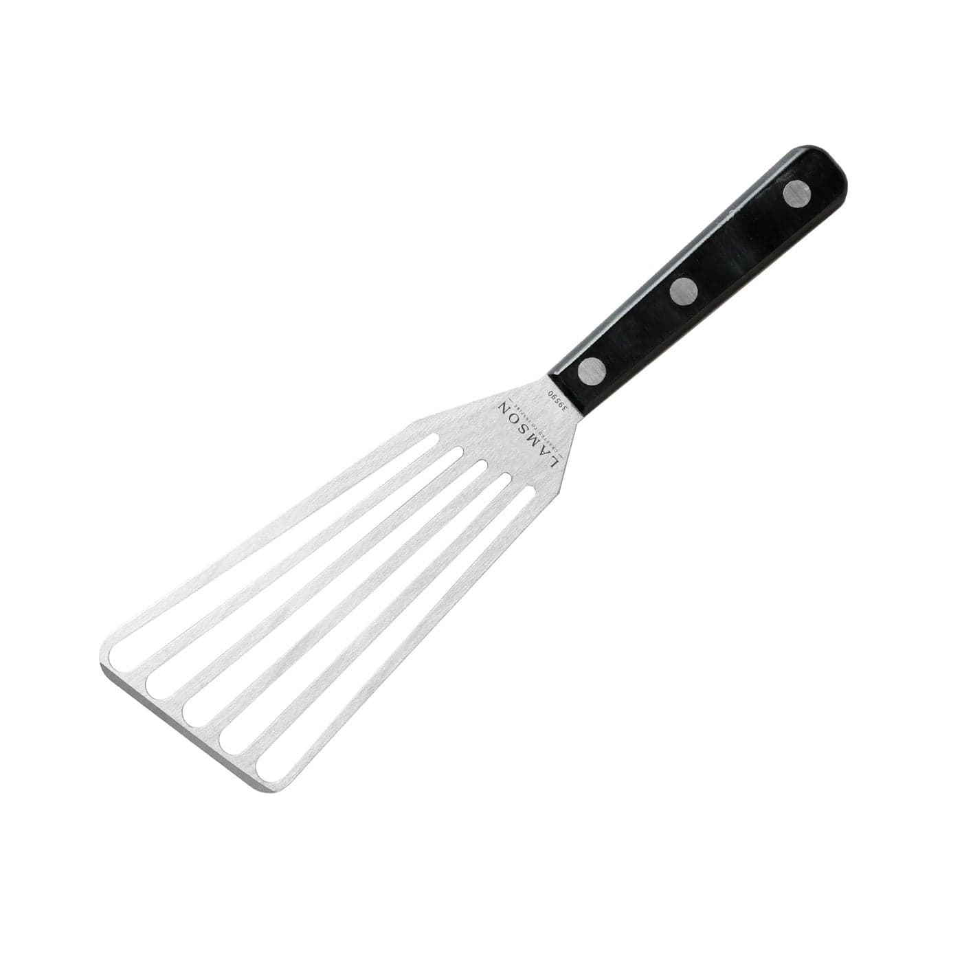 Lamson 4" x 9" Chef's Slotted Turner with Noir Ultra Durable Handle - Right Hand