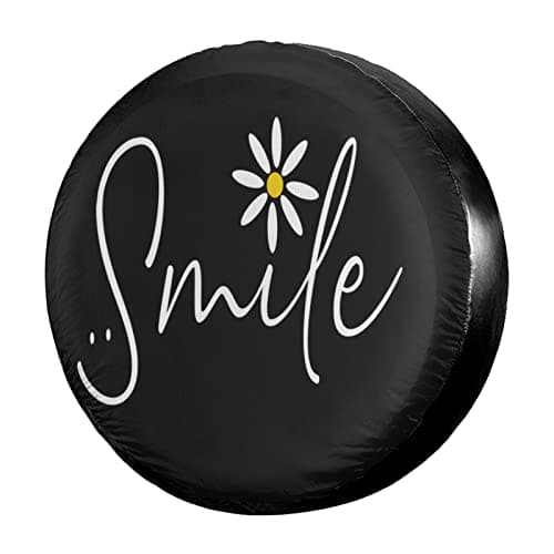 Delerain Spare Tire Cover Smile Daisy Wheel Covers Waterproof DustProof UV Sun Universal Fit for RV Trailer RV SUV Truck and Many Vehicle 17 Inch for Diameter 3133