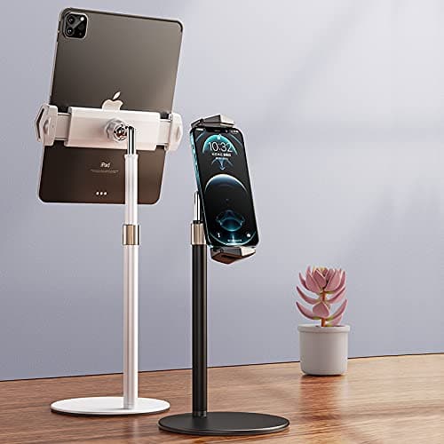 Xtronicsapp Adjustable Tablet & Phone Stand | Black Aluminum Alloy | 34–51cm Height | 360° Rotating | 5°–45° View Angle | Compatible with 4"–11" Devices | Foldable Desktop Holder
