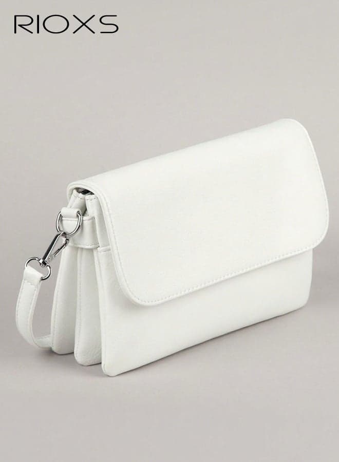 Women's Shoulder Bag, Classic White Waterproof Fashionable and Elegant Handbag, Crossbody Bag with Detachable Strap and Multiple Compartments, Leather Exterior with Scratch-Resistant Finish