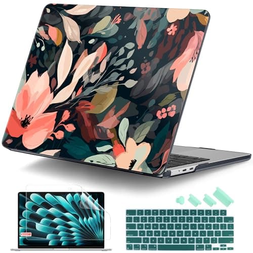 DONGKE for MacBook Air 13 Inch Case M5 2026 M4 2025 M3 M2 20242022 A3449 A3240 A3113 A2681 Plastic Hard Shell Keyboard Cover Screen Film for MacBook Air 136 Inch Case Painted Florals