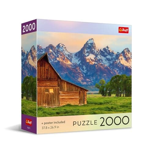 Trefl Square Box View of The Teton Range 2000 Piece Jigsaw Puzzle 38x27 Print DIY Puzzle Creative Fun Classic Jigsaw for Adults and Children from 14 Years Old
