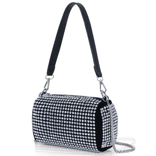 DOSYSO Evening Clutch Handbags for Women trendy Sparkling Chain Crossbody sling Bag Purse Wallet for Party Wedding Rhinestone Bling Bag small size handheld bags Silver.