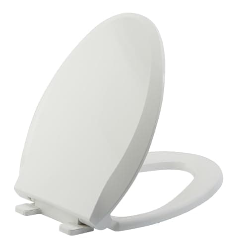 JINGZE Elongated Toilet Seat Slow Close, Quiet Toilet Seat Cover with Never Loosen Durable Toilet Seat Lid Easy to Install & Clean, Polypropylene (PP), White
