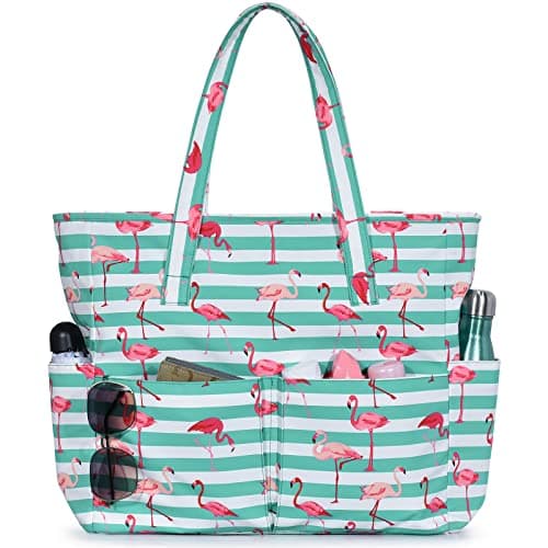 oscaurt Beach Bags for Women, Beach Tote Bag Waterproof Sandproof Swim Pool Bag Large Capacity Carry Beach Bag with Wet Pocket