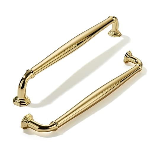 khtumeware 10 Pack 8 Inch203mm Polished Brass Cabinet Pulls Unlacquered Gold Cabinet Handle Heavy Duty Solid Cabinet Hardware for Cupboard Drawer Pulls Dresser Handle