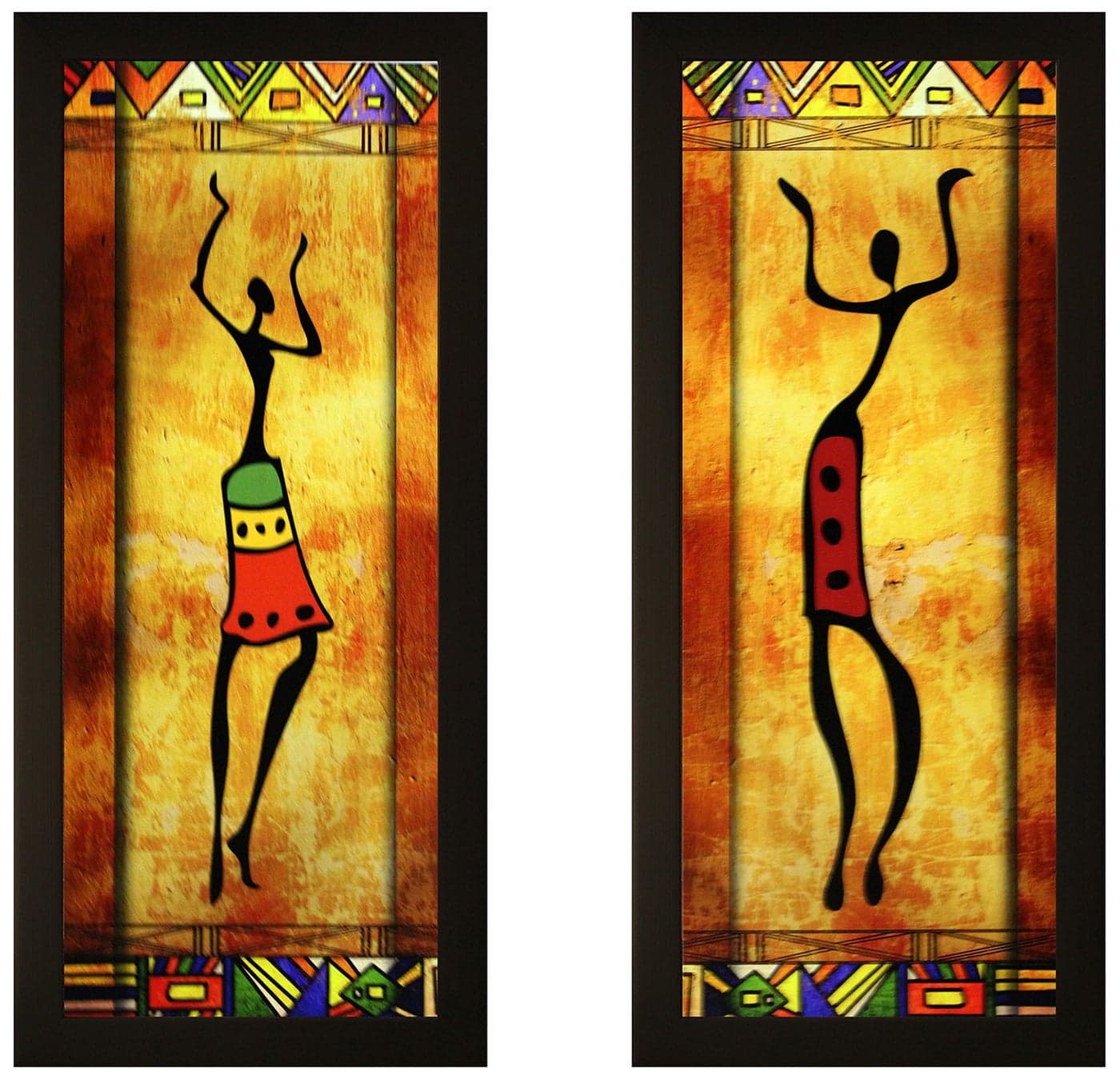 SAF Set of 2 Textured Print with Uv Framed Reprint Painting SANFO789 15 cm x 3 cm x 38 cm SANFO789