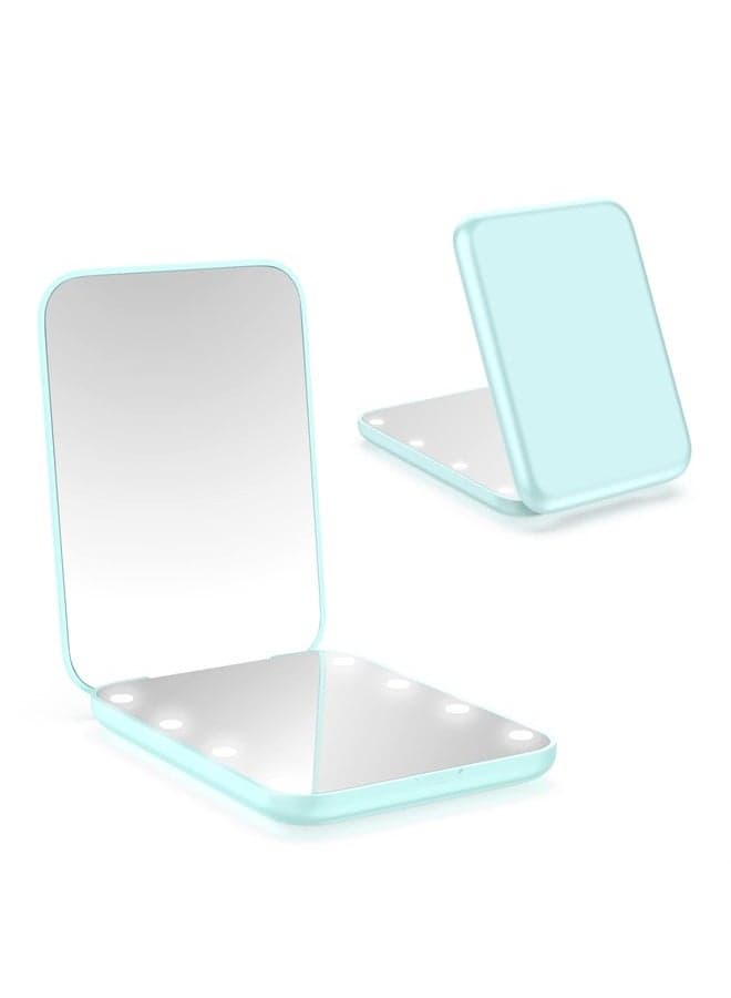 Compact Mirror, Magnifying Mirror with Light, 1x/3x Handheld 2-Sided Magnetic Switch Fold Mirror,Small Travel Makeup Mirror,Pocket Mirror for Handbag,Purse,Gifts for Girls(Cyan)