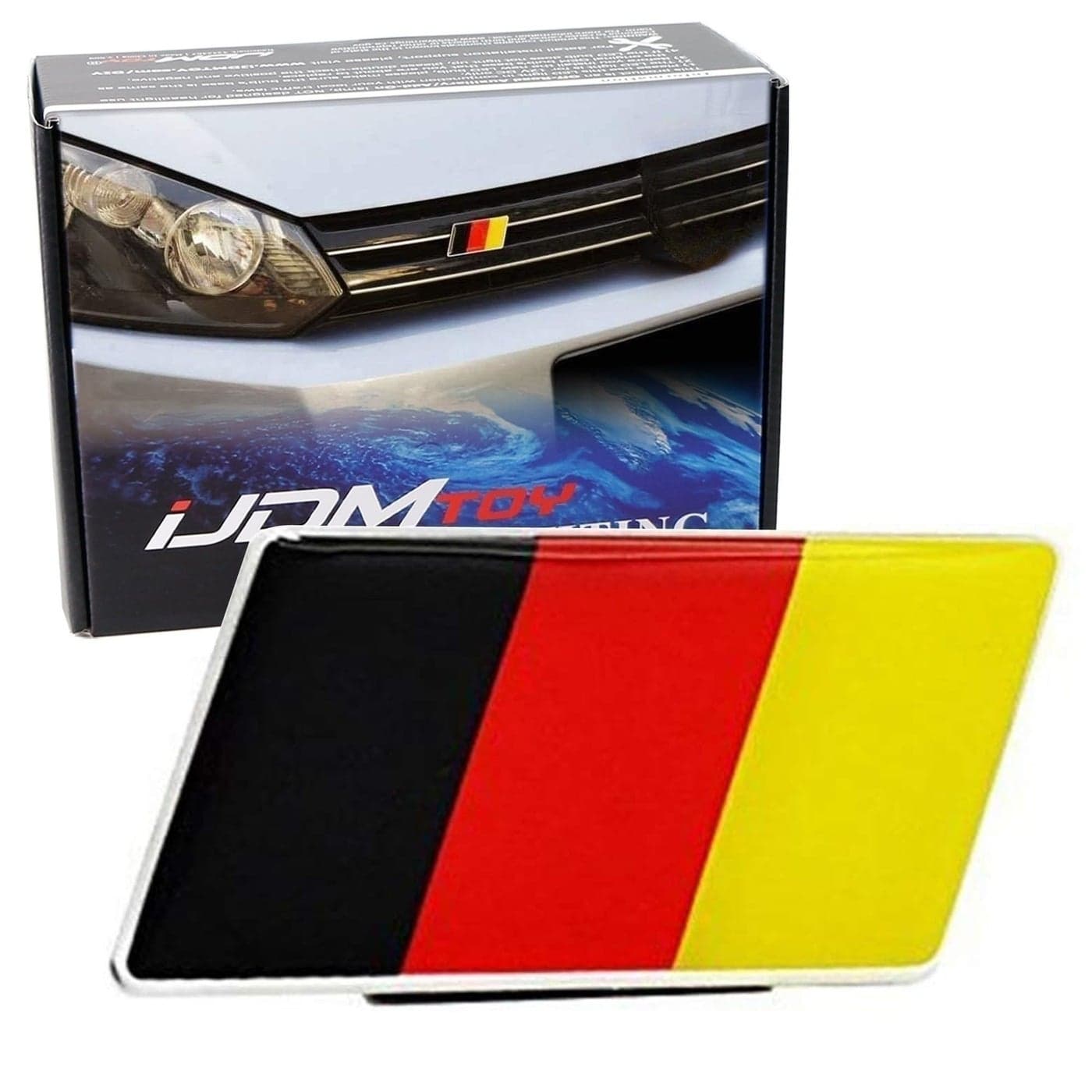 iJDMTOY Set of Germany Flag Emblem Grille Badge Compatible with European Car Front GrillBumper Decoration