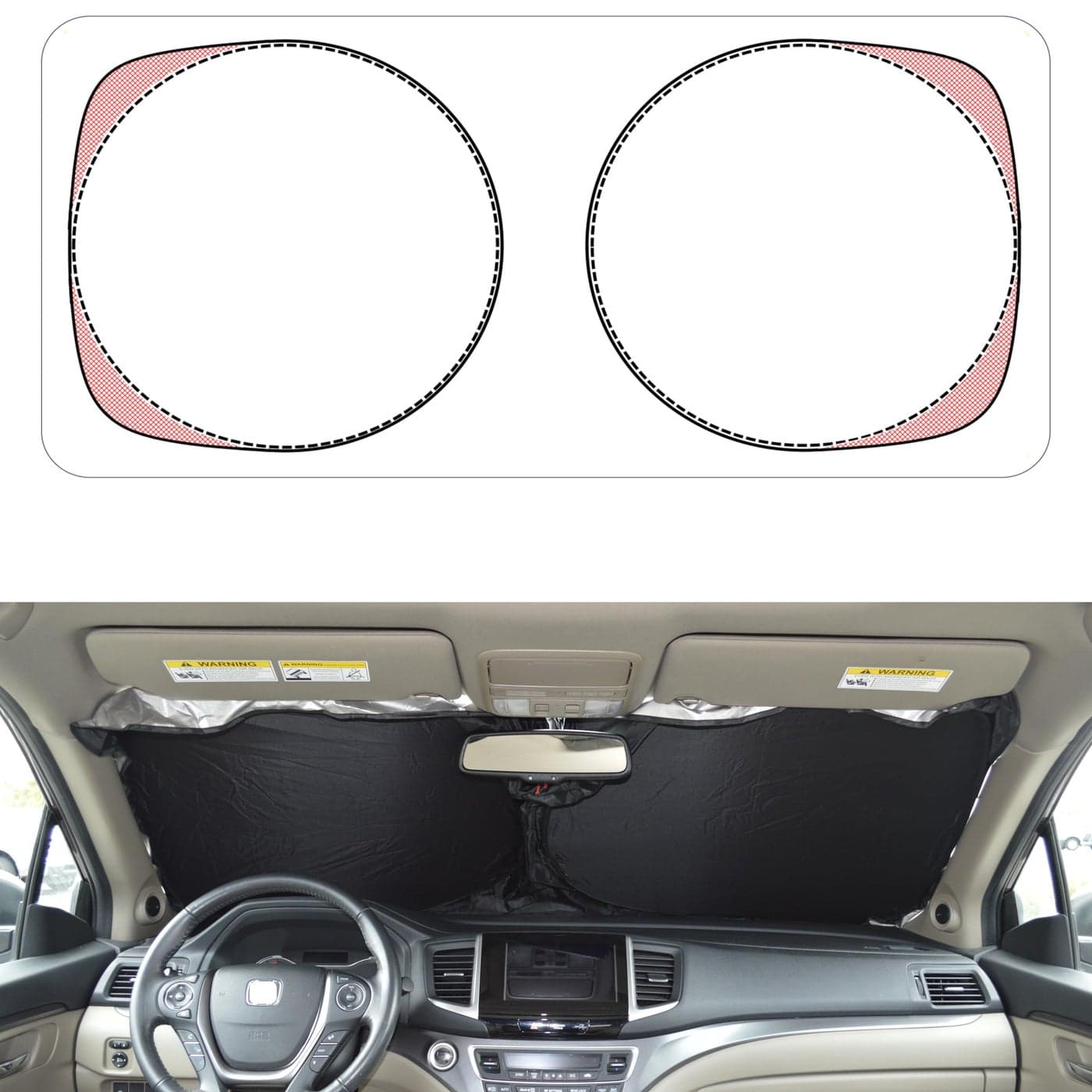 Patented Car Windshield Sun Shade with Storage Pouch by A1 Sunshade Retractable Automotive Truck SUV Front Window Shield Blocker Screen Visor Protector Cover for Auto Interior Accessories for Heat D2