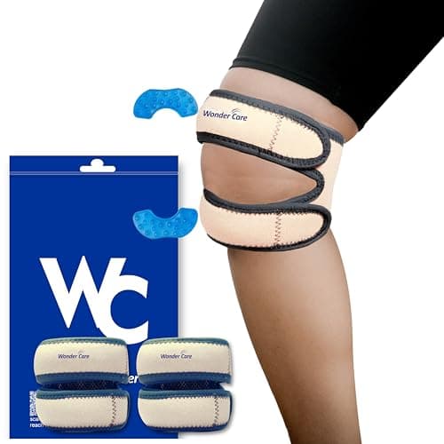Wonder Care Knee Brace with Silicon Gel Strips for Knee Pain, Gel Patella Knee Strap for Workout, Sports, Arthritis, ACL, MCL, Meniscus Tear Patellar Tendon Support Strap Men Women(2, Beige)