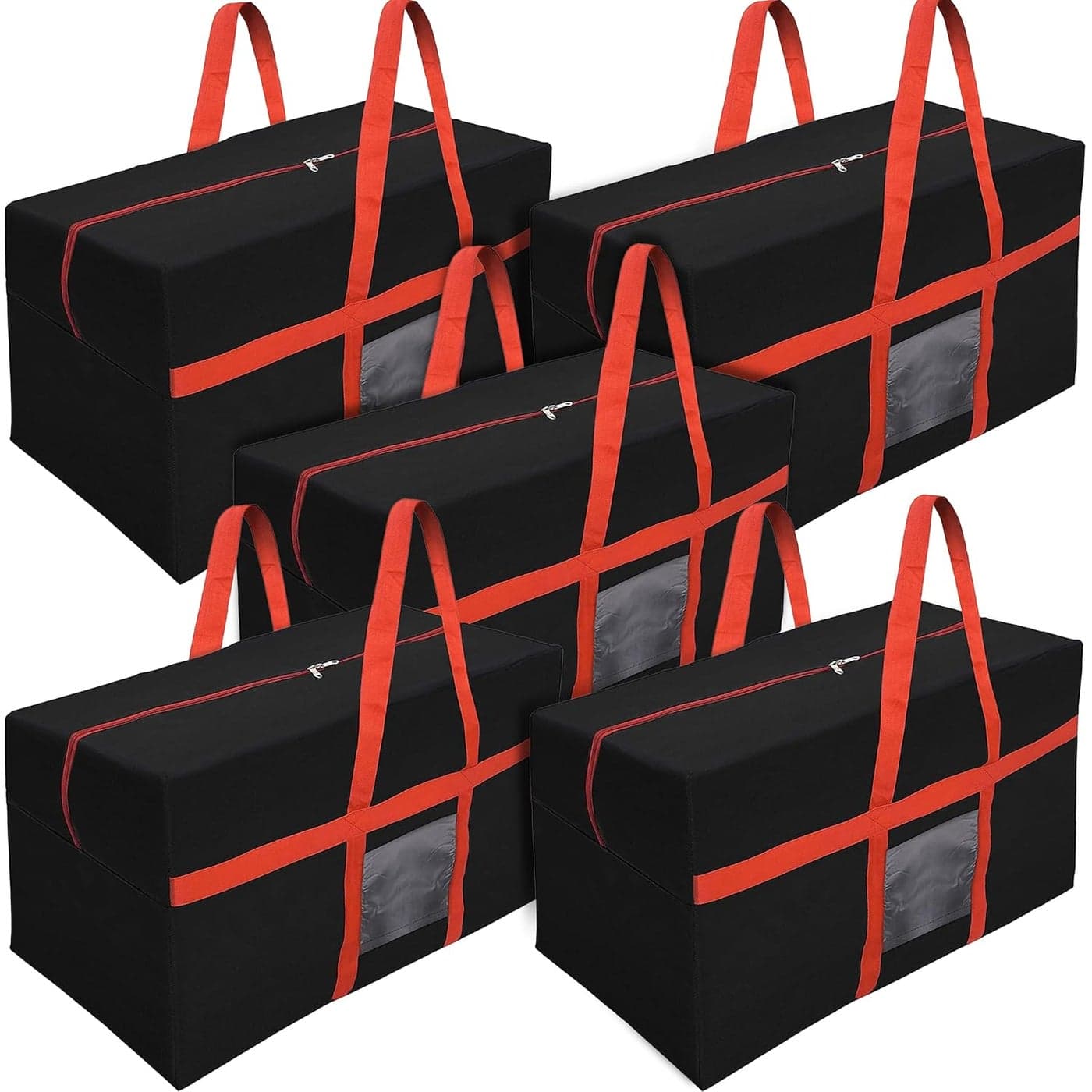 Storite 5 Pack Nylon Jumbo Large 128 L Moisture Proof MultiPurpose Heavy Duty Storage Bag for ToysStationeryBlanketsClothesMoving Bags With Strong Handles RectangularRed Black 80x39x41cm