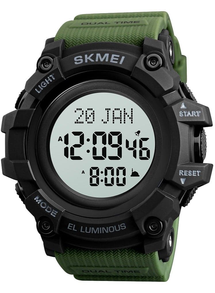 Men's Waterproof Stopwatch Watch Green and Grey