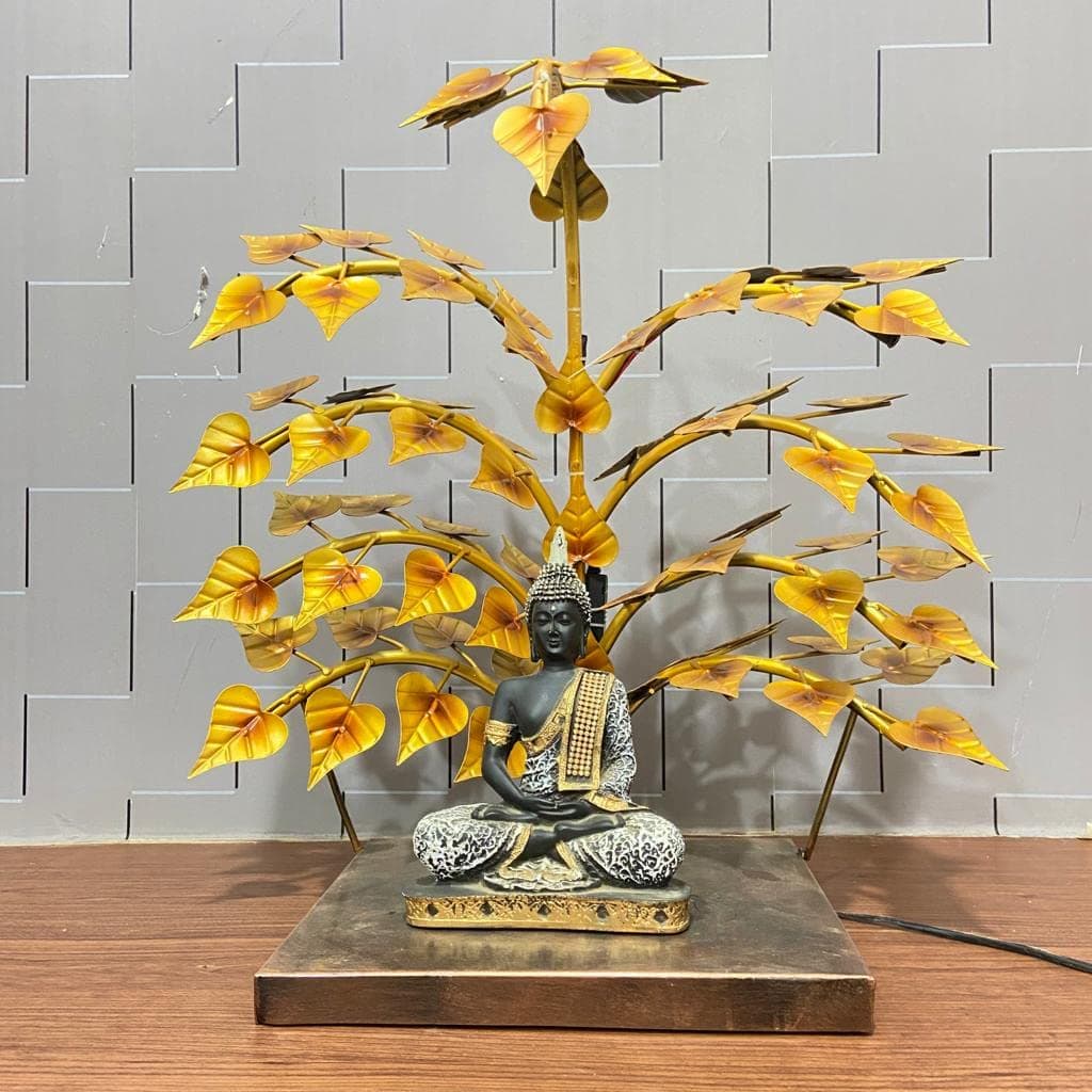 CHOUDHARY ART AND CRAFT Buddha Tree Showpiece Gold Metal Wall Decor Item