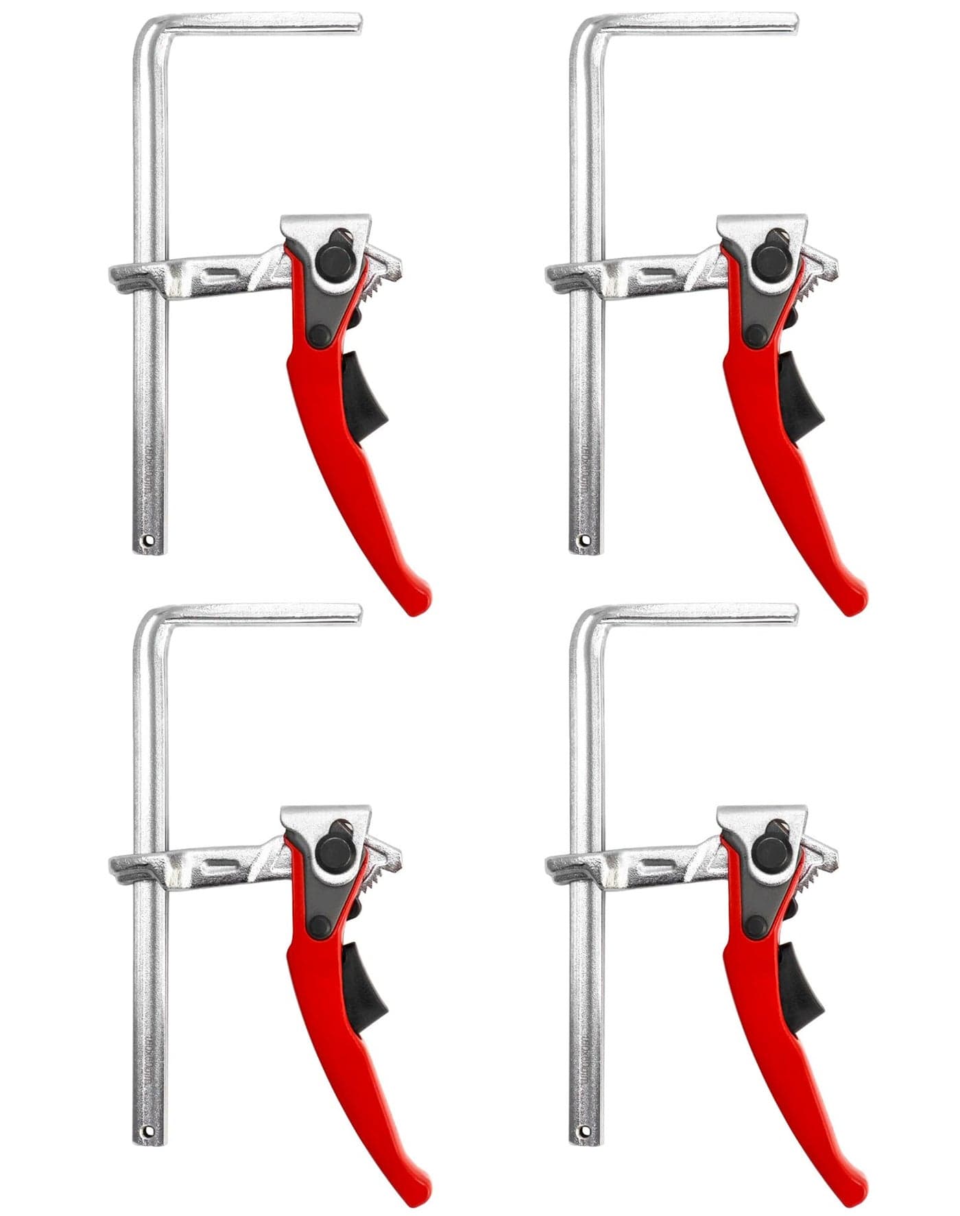 QWORK Ratcheting Table Clamp 4 Pack Quick Release Bar Clamp with 6516 Capacity and 2516 Throat Depth for Sanding Cutting
