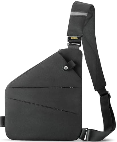 WANDER PLUS® Anti Theft Crossbody Travel Bag for Women Men, Multi-Pocket Crossbody Bag, Slim Sling Bag with Adjustable Strap, Black