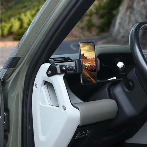 HIRUFAIT Phone Holder Compatible with Land Rover Defender 90 110 130 20202023 360 Adjustable Dash Left Side Phone Mount Holder for All Smartphones Style A