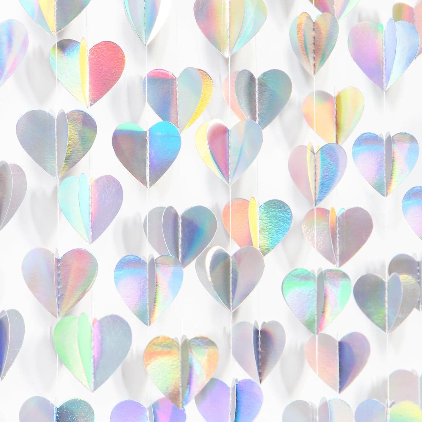 Iridescent DiscoHolographic PartyDecorations HeartGarland 39Ft Neon Wedding Hanging Paper Streamers BannerBirthday Bachelorette Baby Bridal Shower Engagement Decor Ouruola