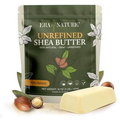 era of nature Organic Unrefined Raw African Ivory White Shea Butter 32oz - Moisturizing Raw Shea Butter Bar for Skin & Hair, DIY Lip Balm Base, Cream, Soap & Lotion Making Supplies Kit, Skincare