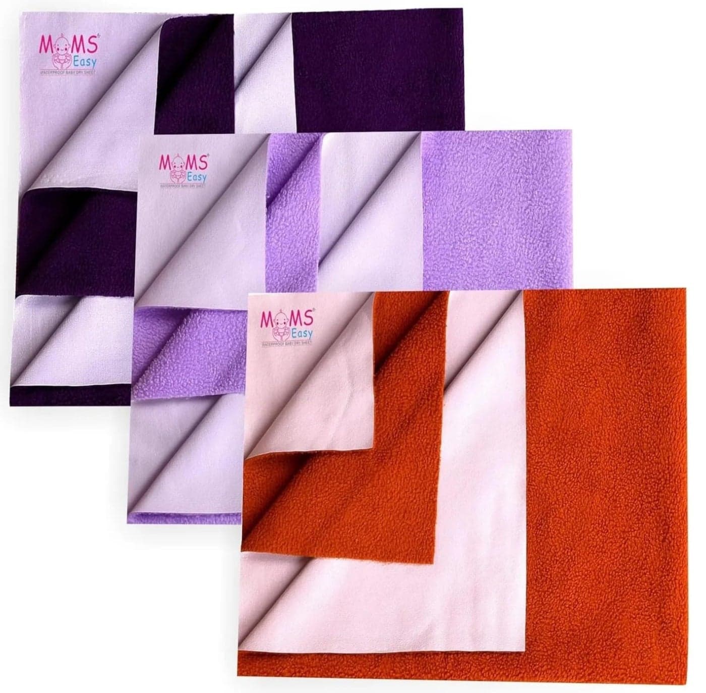 MOMSEASY New Born Baby Dry Sheet Bed Protection Sheet Baby Bedsheet Protector Waterproof and Small Baby Products ComboMaroon Lilic Plum Medium 100x70 cm