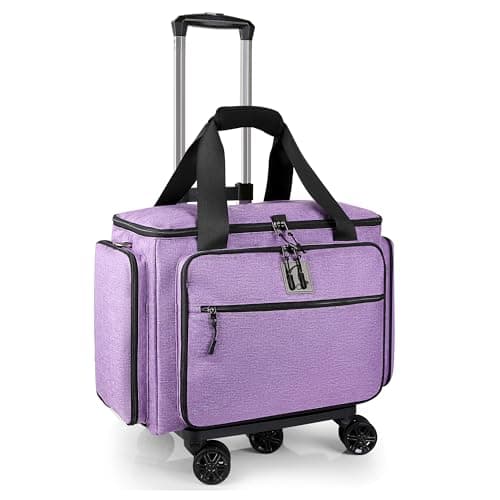 BatlFrist Rolling Teacher Bag with Five 360Degree Swivel WheelsTeacher Tote Bag with Detachable TrolleyUsing YKK zipersFits for 156 Laptop Lilac