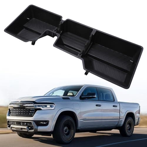 POPSTORE Rear Under Seat Storage Box Compatible with 2019-2026 Dodge Ram 1500 Crew Cab Heavy-Duty Truck with a Baffle Under Seat Organizer Box