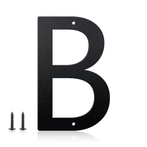4 Inch House Numbers and Metal Letters for Outdoor Signs, House Numbers for Outside, Aluminum Address Letters and Numbers for Door, Mailbox, Garden, Perfect for Home or Office (Letter B)