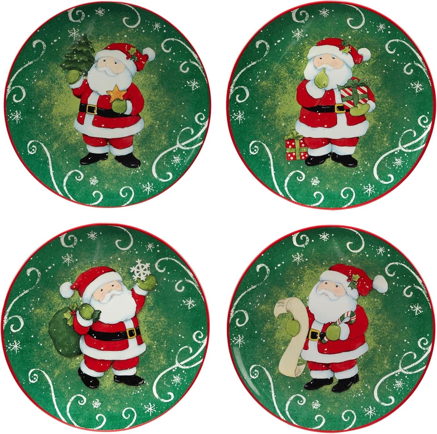 Certified International Holiday Magic Santa 9 DessertSalad Plates Set of 4