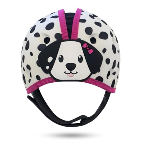 SafeheadBABY Soft Baby Head Protector Helmet for Crawling and Walking 7–24 Months – Ultra-Lightweight & Breathable Infant Safety Helmet That Grows with Your Baby (Head Circ. 40–52 cm) – Dalmatian Pink