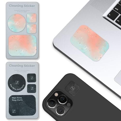 SleekStrip Portable Cleaning Sticker Pad Reusable Screen Cleaner Wipes Lens Cleaner Wipes for Phone iPad Car Touch Screen Display MacBook Computer Laptop Camera Lens Electronic TV Monitor - 2PK (8PCS)