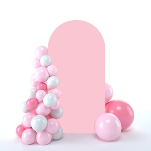 bricia Wedding Arch Backdrop Stand Cover, 7.2FT Double Sided Stretchy Arch Cover Fitted Wedding Birthday Party Banquet Decoration (Pink 86.4''Lx48''W)