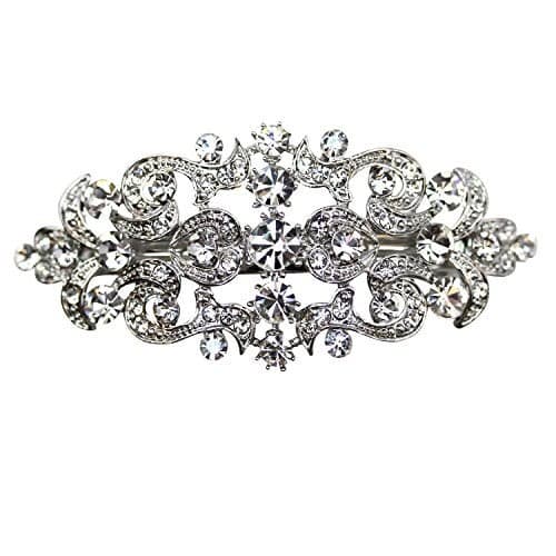 Faship Gorgeous Clear Crystal Floral Hair Barrette Clip