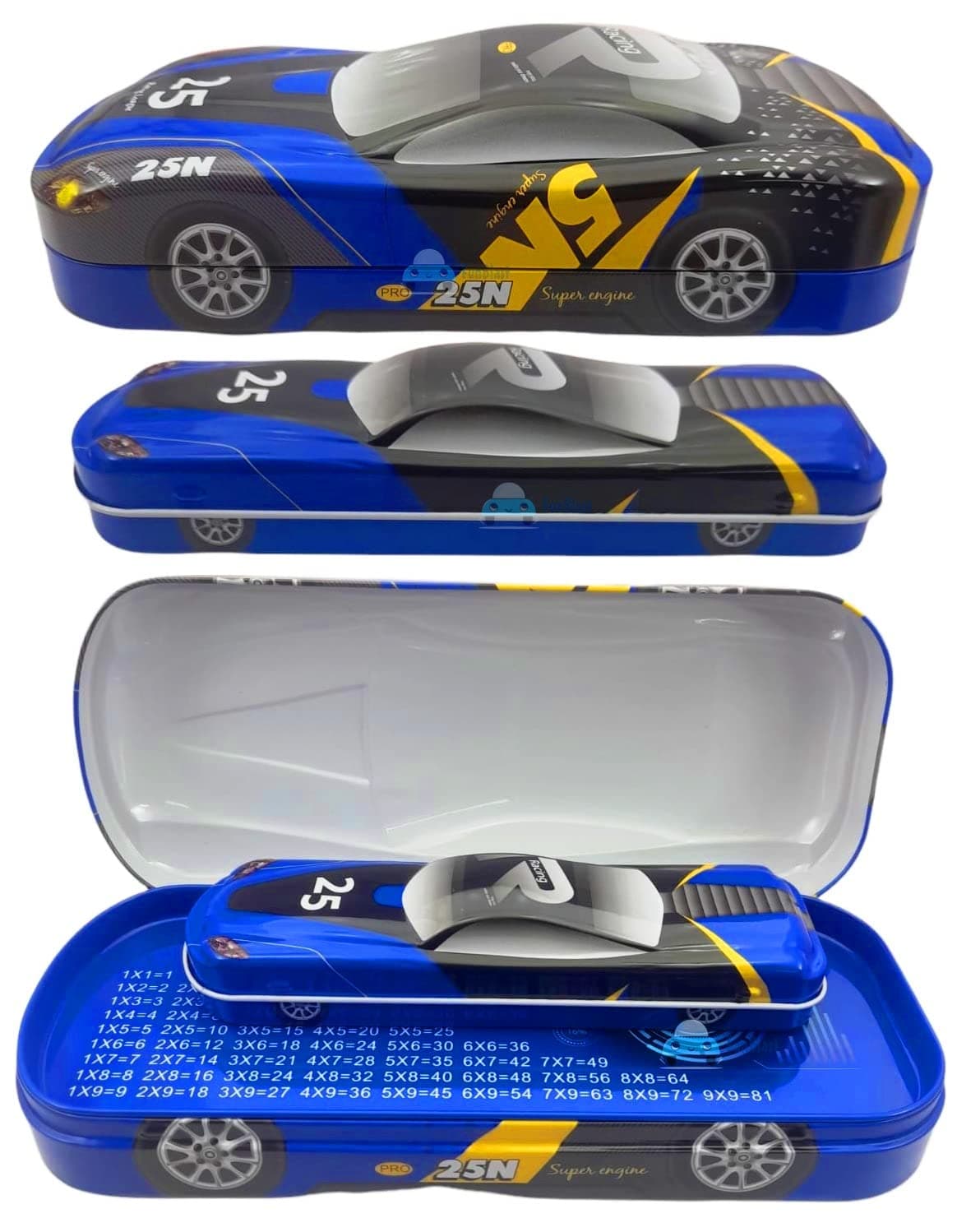 FunBlast Metal Car Pencil Box for Kids – Double Layer Metal Pencil Case for Kids Boys/Pencil Case for Students School Supplies - Stationery Set Organizer Birthday Return Gift for Students (Blue)