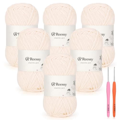 Reessy Skinny Chenille Yarn for Crocheting 6 Pack of 50g158yd 948yd Total Soft Matte Thin Chenille CYC 2 Fine Weight Baby Yarn for Plush Toys Baby Blankets Small CraftsBlossom