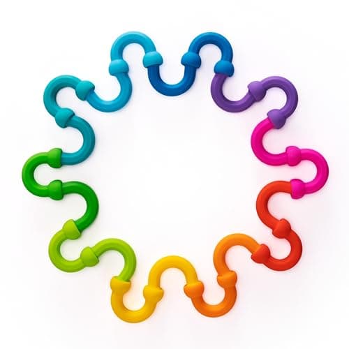 Fat Brain Toys Plip Links Silicone Building Toys for Creative Play Creative Construction Play Set for Preschoolers Kids Toys Ages 3 to 12