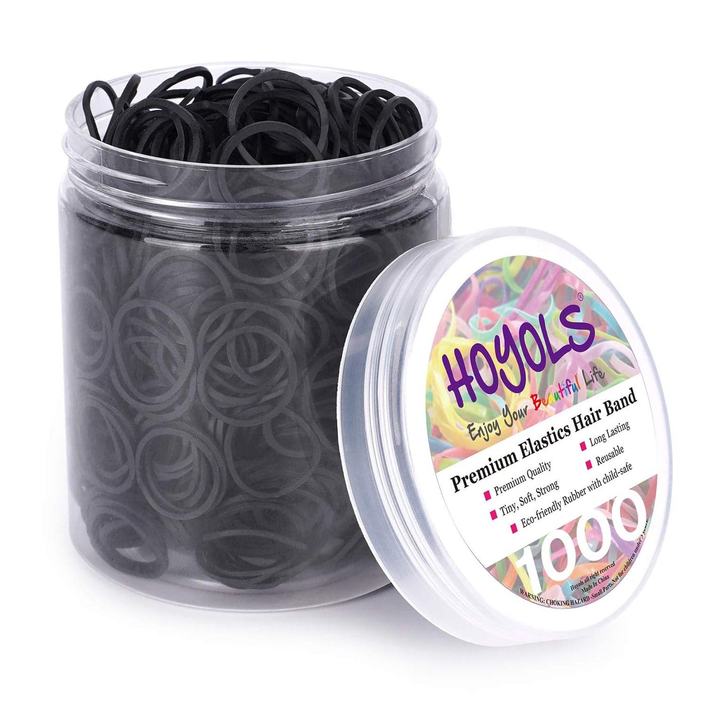 HOYOLS 12 Inch Small Black Rubber Bands for Hair Ties Elastics Mini Toddler Braids Ponytail Holders for Baby Girls Infants Kids Thick Hair No Damage 1000pcs S LatexFree