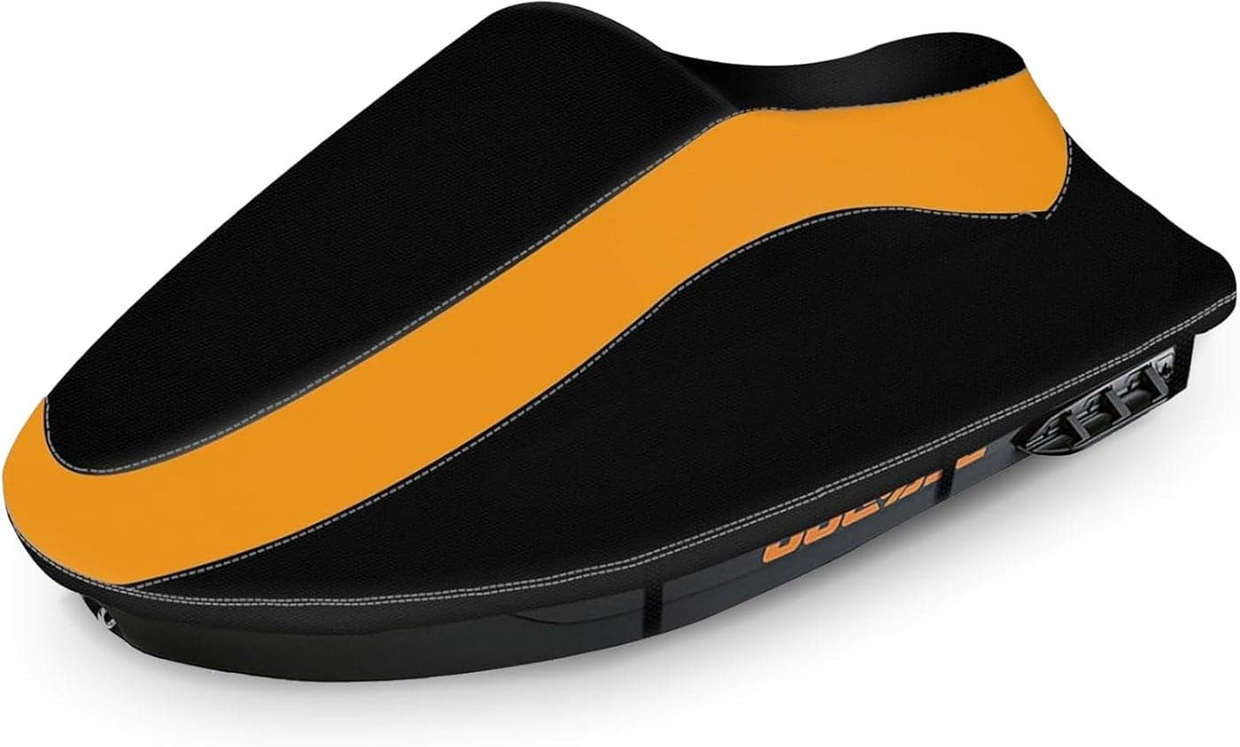 Keyless4U Trailerable Jet Ski Cover - Waterproof, Tear and Fade Resistant, Fits 116" to 125" 2 Seater (Black & Orange)