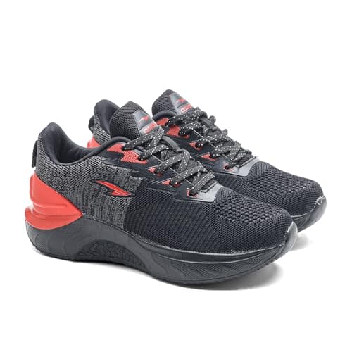 ASIAN Yodha-09 Kids’ Sports Shoes | Lightweight Stylish Sneakers for Boys & Girls | Memory Foam Shoes with Durable Grip & Trendy Design, School & Travel Black RED (BLKRED) -UK 4
