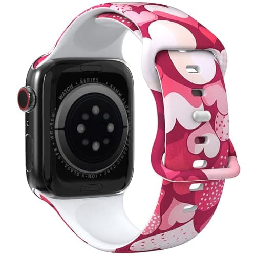 THONWO Valentine Design Watch Band Compatible with Apple Watch Bands 38mm 40mm 41mm 42mm 44mm 45mm 46mm 49mm , Soft Silicone Sport Band Straps for iWatch Series 11 10 9 8 7 6 5 4 SE Ultra for Women Man (Lovely Red Heart, 38/40/41/42mm(Series 10/11))